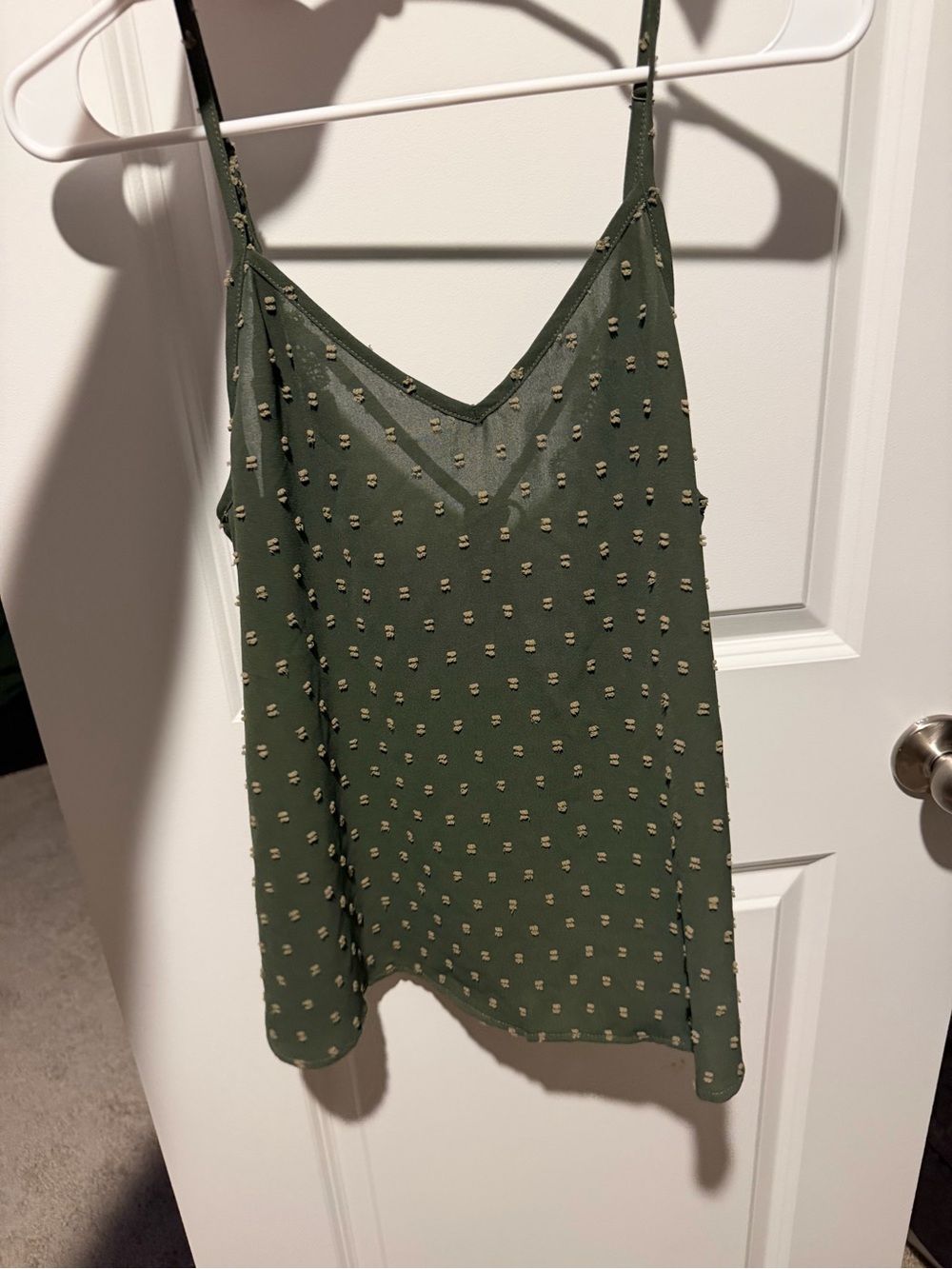 SHEIN Olive Green Textured Dot Spaghetti Strap Cami